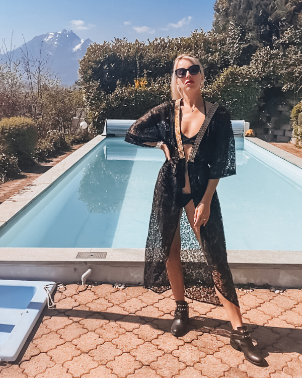 Kimono Ibiza Moonci Bohemian Spitzen Cover Up Fashion  golden Patch