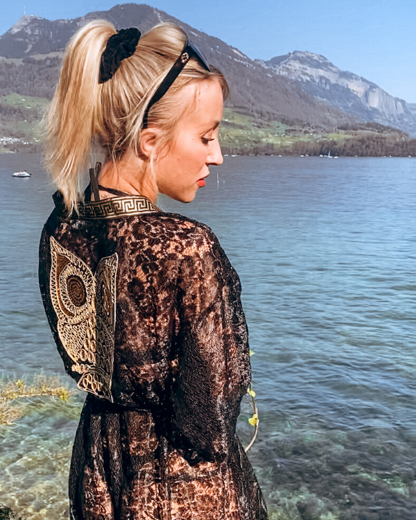 Kimono Ibiza Moonci Bohemian Spitzen Cover Up Fashion  golden Patch