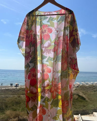 Sommer Blumen Kimono aus transparentem Stoff Stoff
