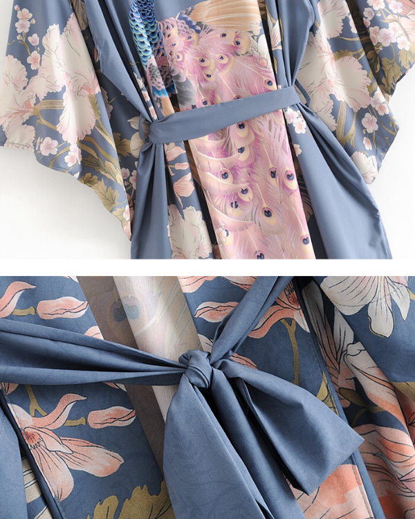 Kimono Pavo Flowers