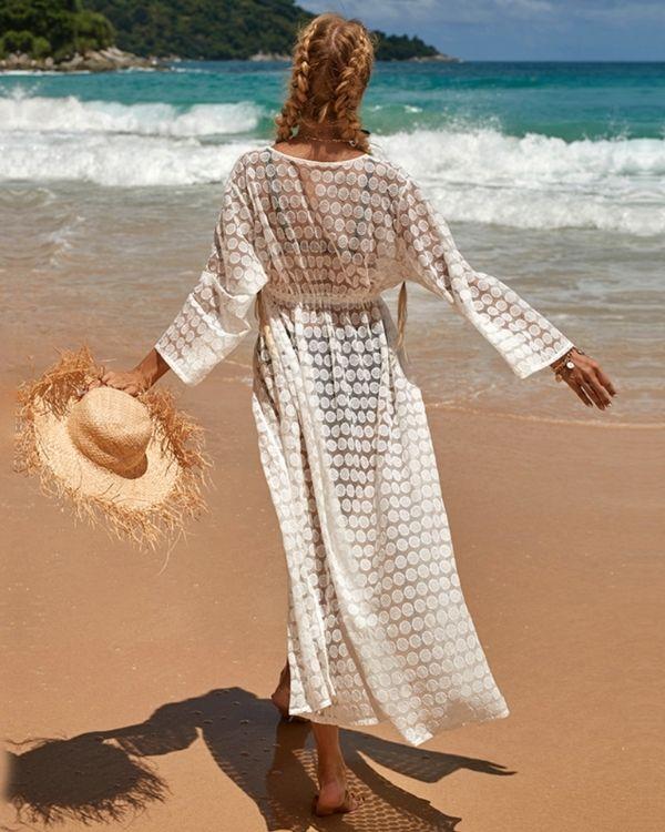 Weisser Strand Kimono Aura | Beach Cover-Up Boho Style – JS Shop