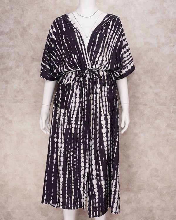 Schwarzer Batik Kapuzen Boho Kimono Kaftan Gipsy Look