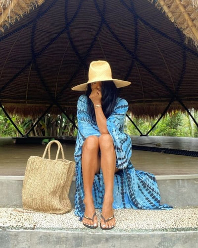 Kimono in blauen Toenen - Boho Hippie Kaftan Kimono