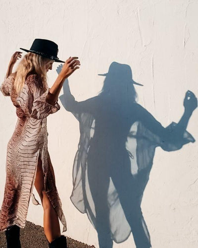Boho Animal Print Kimono mit Schlitzen auf der Seite