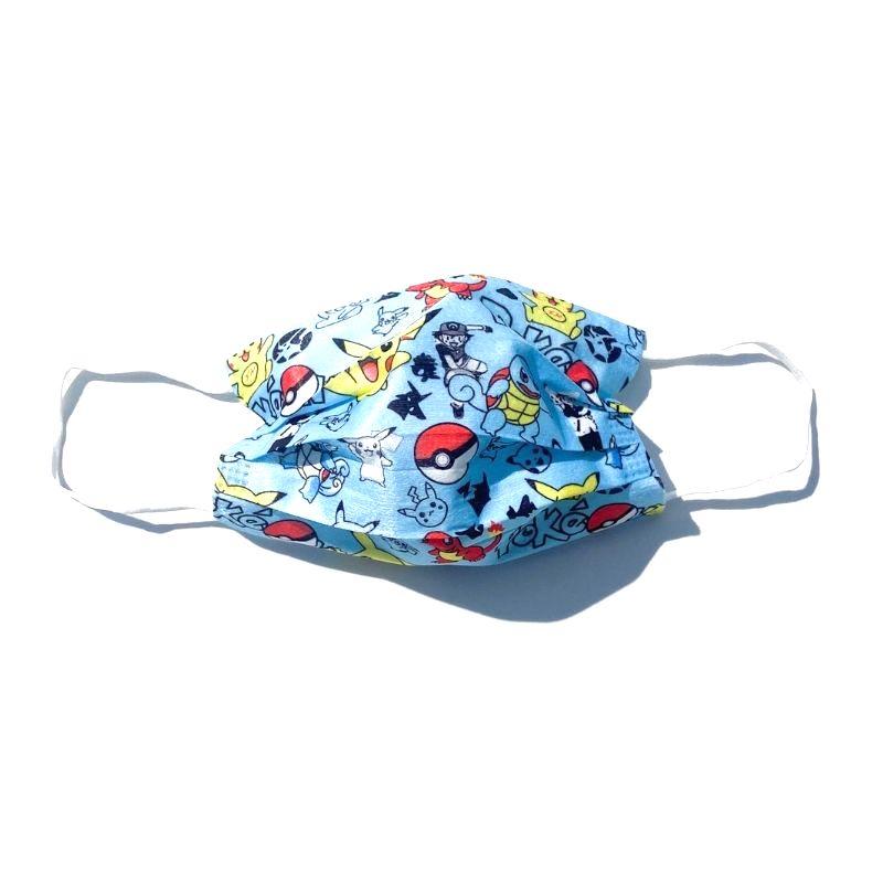 Pokémon Kindermasken Einwegmasken in blau mit gelbem Pikachu und weiteren Symbolen