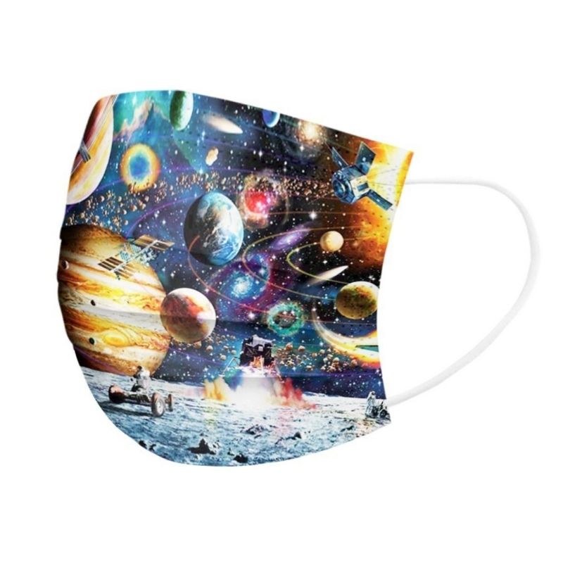 Farbige Kinder Mundschutz Masken mit Planeten Weltall Universum 