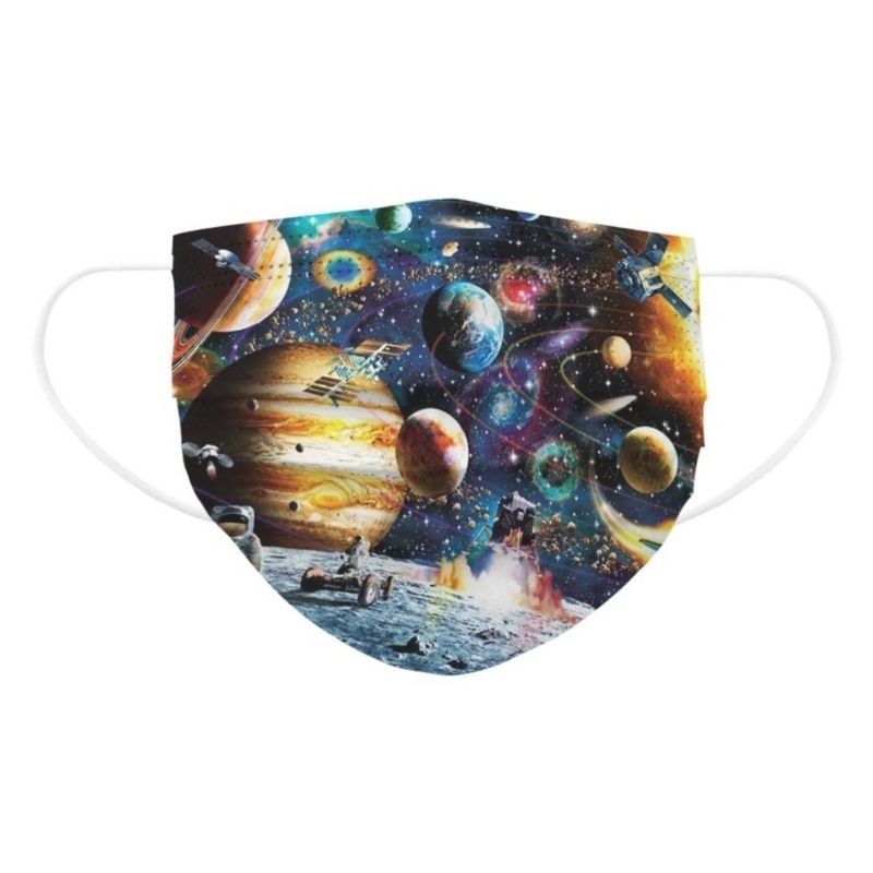 Farbige Weltall Planeten Kindermaske Einwegmasken Mundschutz mit Astronauten 