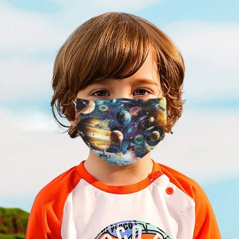 Buben Kindermaske Hygienemasken mit Weltall Planeten Universum 