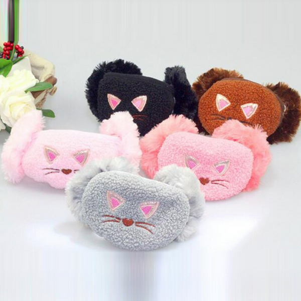 Kindermaske mit Ohrenwärmer | Winterkinder Maske | Warme Maske für kalte Tage | Stoffmaske aus Fleece für Kinder | Katzen Kindermaske 