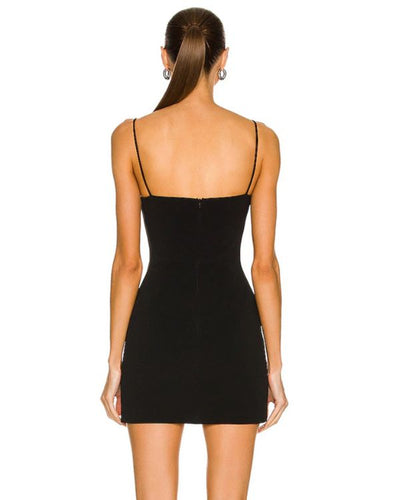 Schwarzes Mini Kleid figurbetont und Spaghetti Traegern