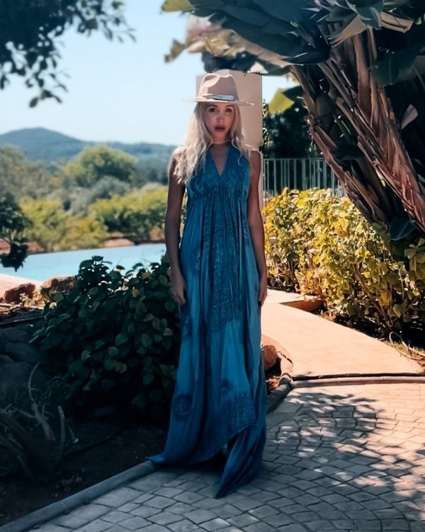 Damen Hippie Boho Kleid elegant und lang - Bodenlange Sommerkleid Damen 