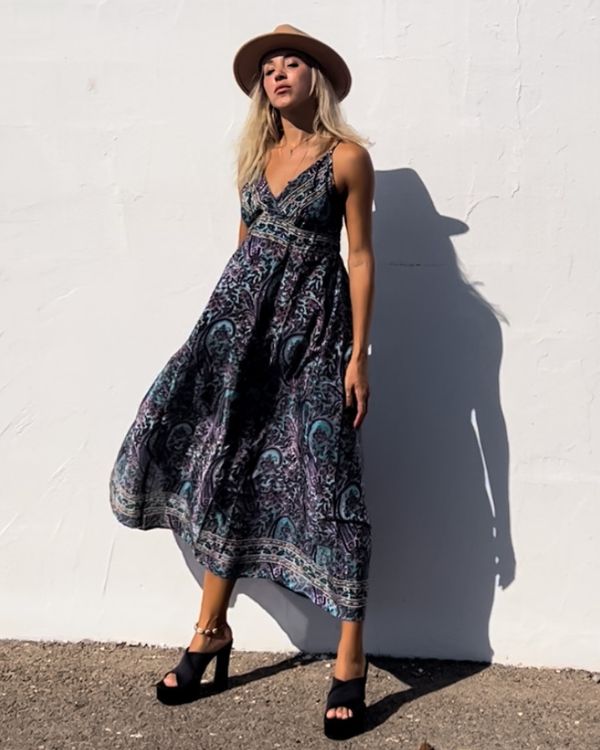 Viscose Boho Paisley Kleid - Damen Maxikleid Sommerkleider online kaufen