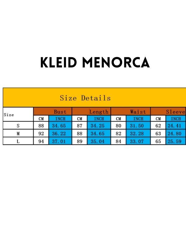 Size Chart Sommerkleid Damen Kleid Menorca