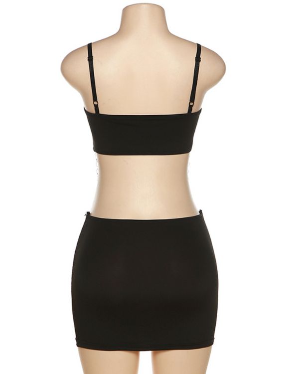 Rueckenfreies Damen Mini Kleid in schwarz 