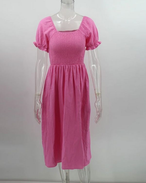Pinkes Sommerkleid mit Scrunch Effekt - Leichtes und luftiges Kleid Damen