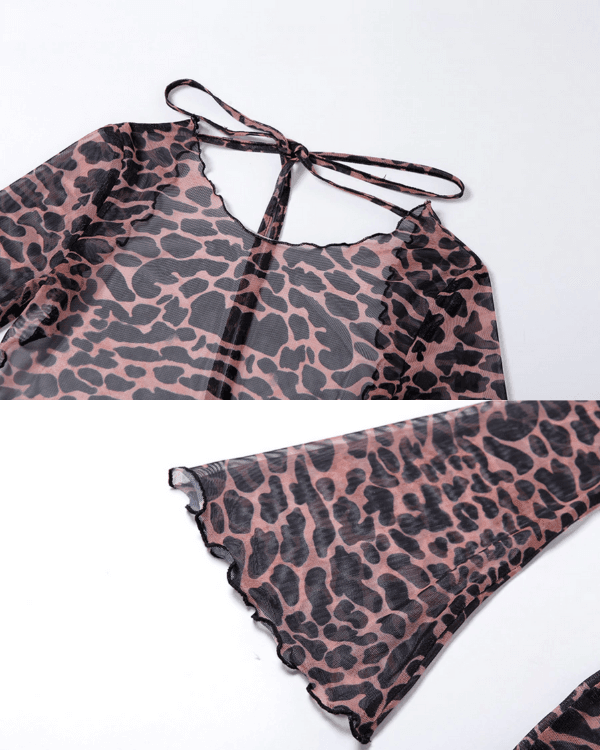 Leopard Muster weite Ärmel