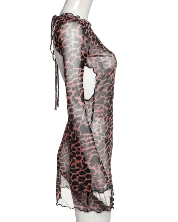 Elegantes kurzes Minikleid Leopard Muster