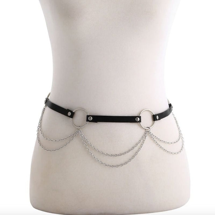 Koerperguertel Gurt Ketten an Ringen - Harness Festival Accessoires