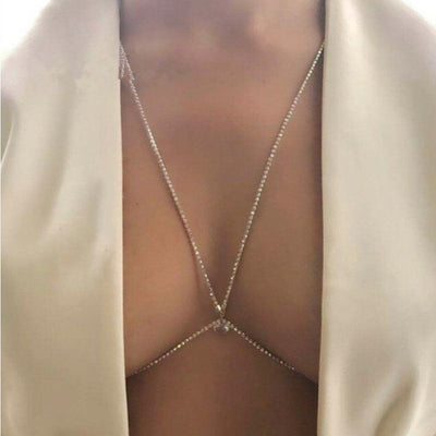 Glitzer Strasssteine Koerperschmuck Kedtten Brust Kristall Stein