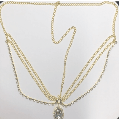 Goldene Glitzer Kopfschmuck Kette aus 3 Ketten - Haar Accessoire Bohemian Style