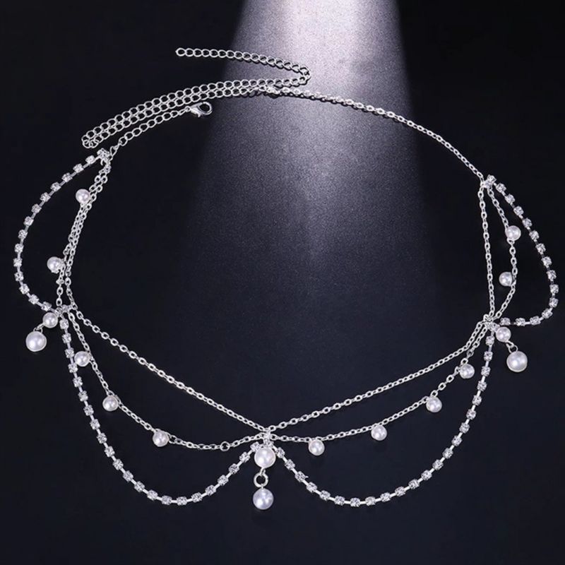 Silberner Kristallsteine Perlen Kopfschmuck Kopfketten 