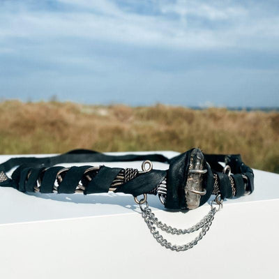 Hochwertiger Kopfschmuck handgemacht aus Ibiza mit echtem Quarz Kristall Stein - Gipsy Soul Schmuck