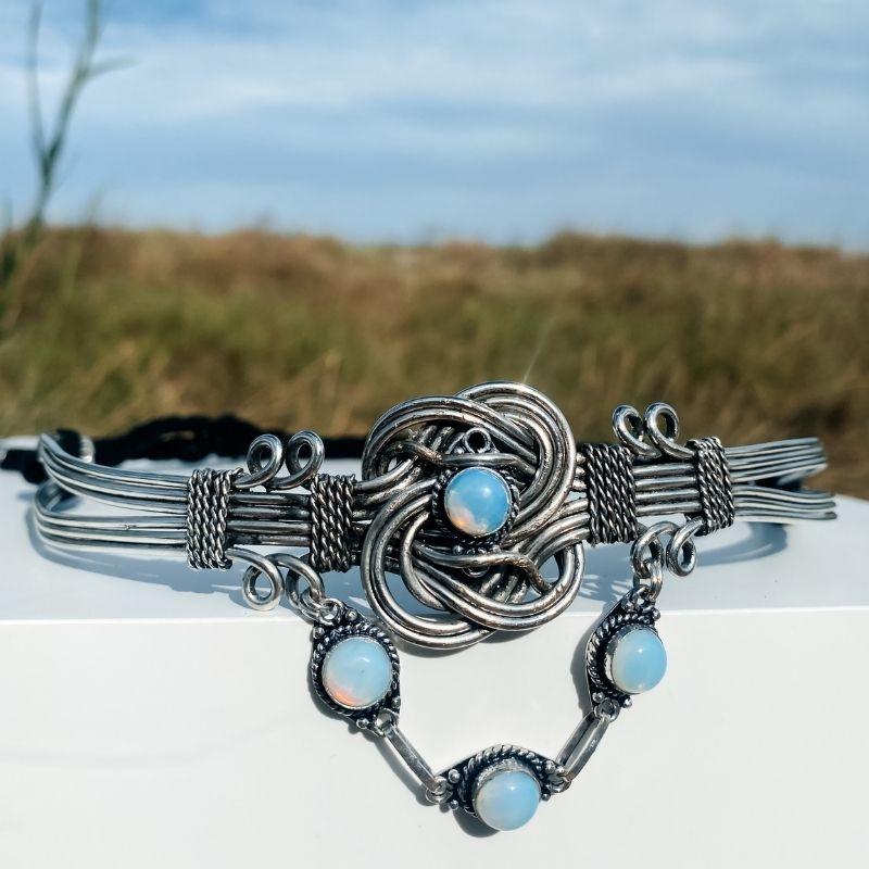 Mondstein Kopfschmuck silber im Boho Ethno Style - Festival Gipsy Schmuck online bestellen Schweiz