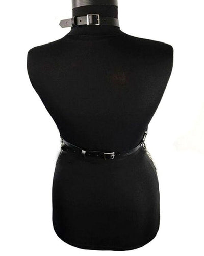 Körpergürtel Harness Damen Fetisch Kunstleder silberne Ketten 