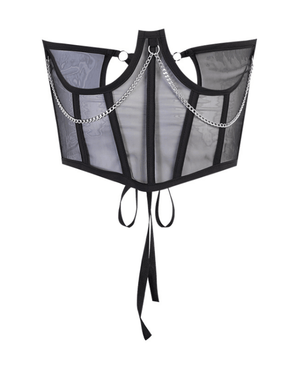 Schwarzes Korsett Top mit silberner Gliederkette