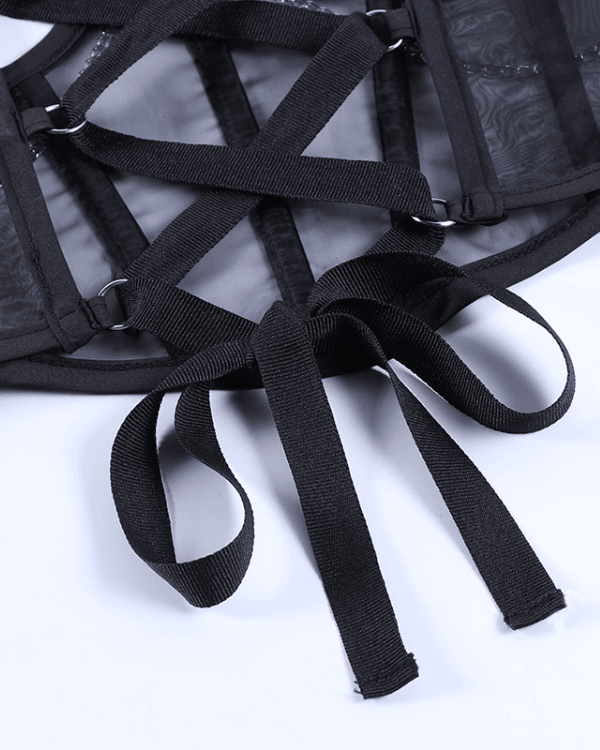 Damen Korsett Top Mesh zum binden auf der Rückseite