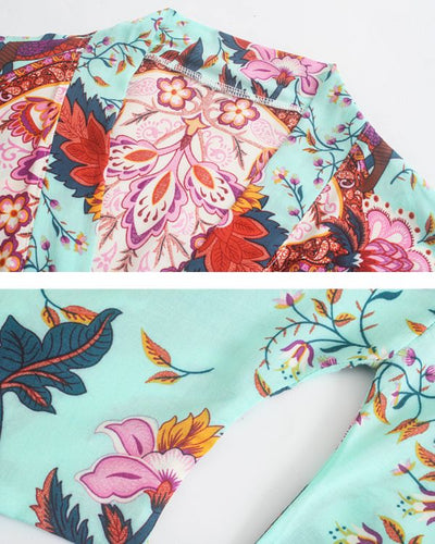 Tuerkis roter Boho Hippie Style Kimono
