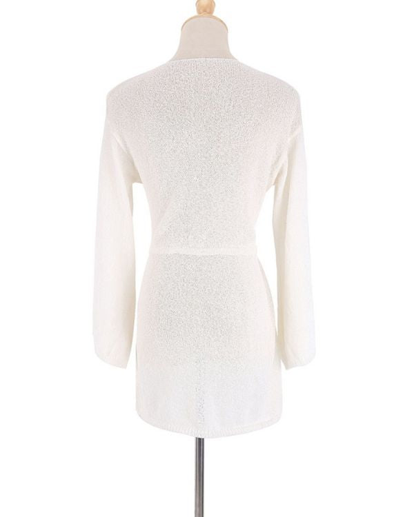 Weisses Halblanges Sommerkleid mit langen Aermeln 
