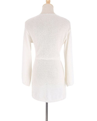 Weisses Halblanges Sommerkleid mit langen Aermeln 