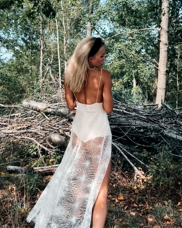 Langes weißes kleid mit schlitz Clearance