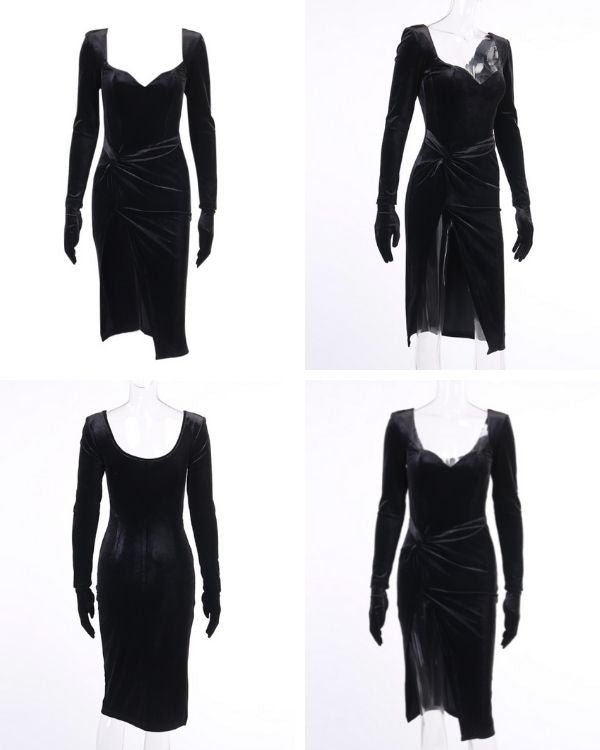 Sexy und Eleganz in Einem Kleid - Schwarzes Samt Damen Kleid online kaufen Schweiz
