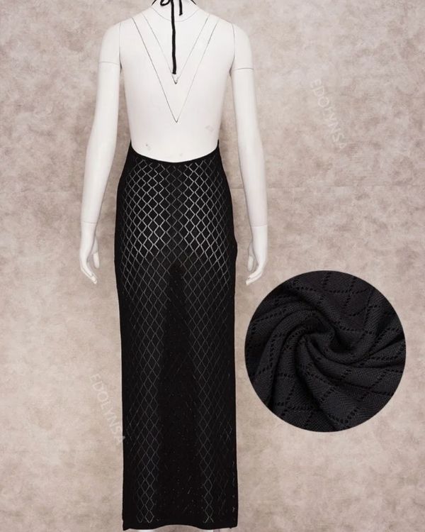 Rueckenfreies Feinstrick Strandkleid Sommerkleid 
