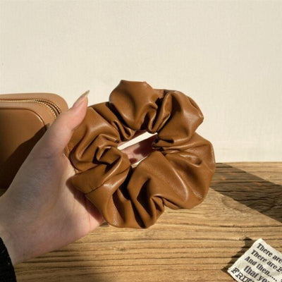 Braunes Leder Style Scrunchie Haargummi Haar Accessoires aus Kunstleder