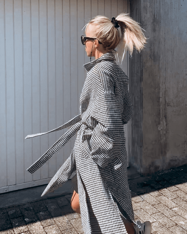 Damen Mantel Hahnentritt Muster Tonia Oversize Mantel