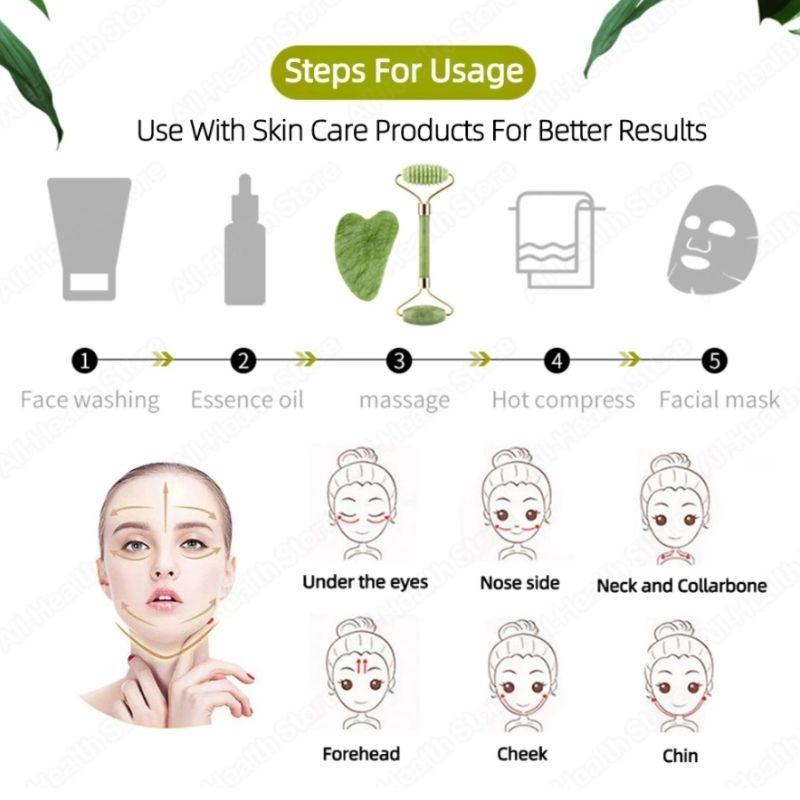 Anwendung Gesichtsroller und Gua Sha Schaber - Gesichtsmassage Anti Aging