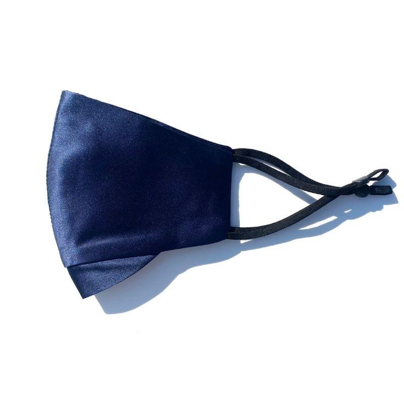Dunkelblaue Seidenmaske Stoffmasken Textilmasken aus Maulbeer Seide - Mulberry Silk Facemask Erwachsene und Kinder