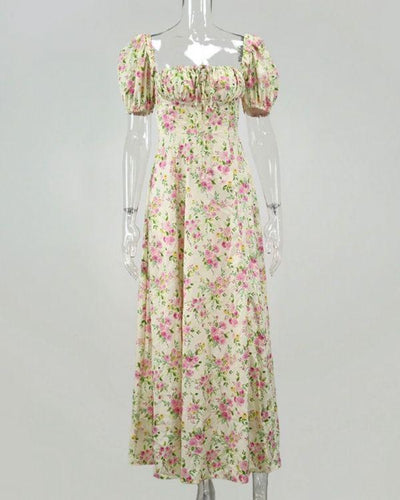Boho Blumen Rosen Style Damen Kleid - Sommerkleid Blumenkleid Damen