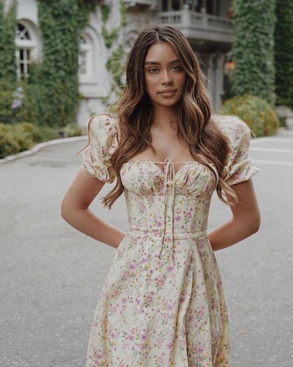 Damen Kleid Blumen Maxi Bohemian Blumen Rosen Sommer Strand - Just Style Schweiz Kleider Onlineshop