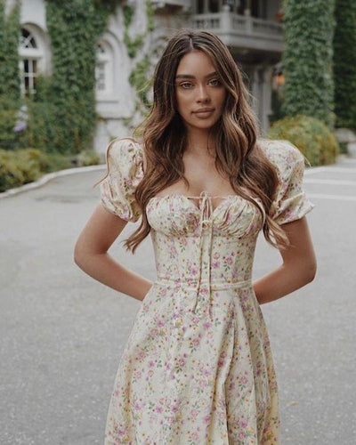 Damen Kleid Blumen Maxi Bohemian Blumen Rosen Sommer Strand - Just Style Schweiz Kleider Onlineshop
