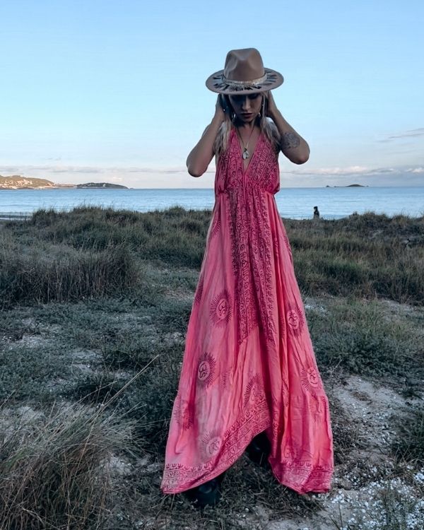 Boho kleid pink clearance