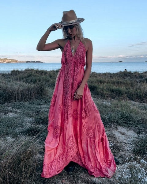 Hippie kleid rosa clearance