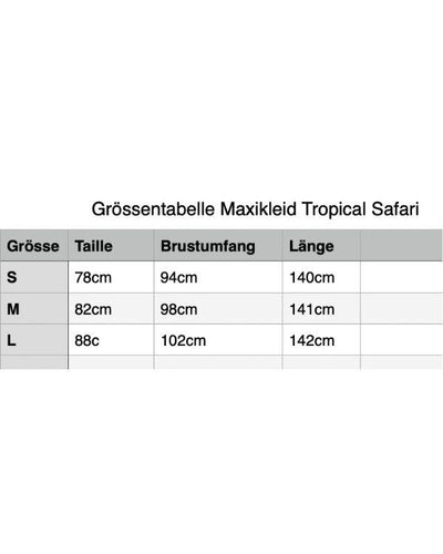 Groessentabelle Maxikleid