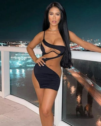 Figurbetontes Damen Kleid erotik - Mesh Cut-Outs 
