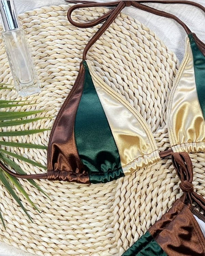 Triangel Bikini Set aus Metallic Glanz Effekt 