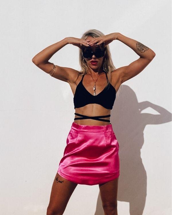 Pink Shine Kurzer Damen Rock - Festival Style Outfit 