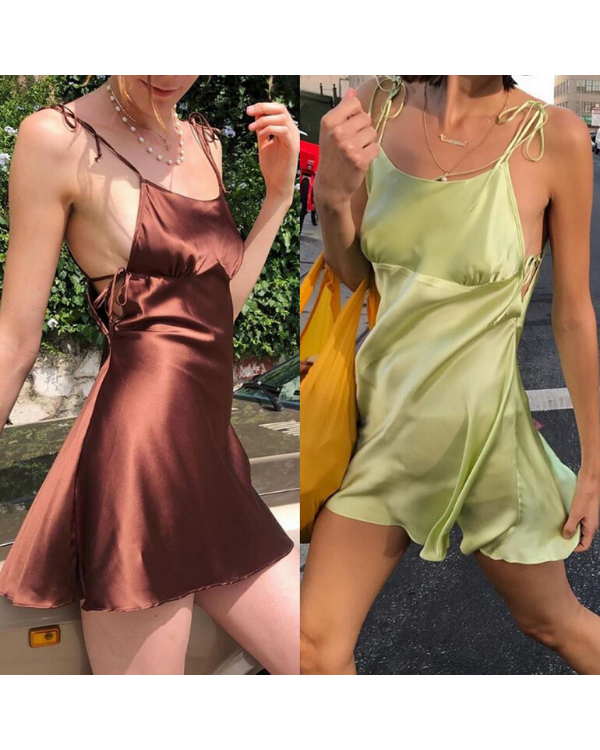 Minikleid Damen Seideneffekt Lingerie Style